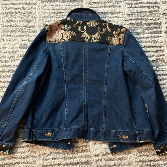 Chicos Jean patchwork colorful patterned jacket coat size 4 / 6 - Picture 5 of 5
